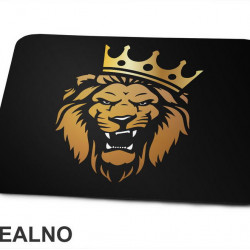 Angry Lion With Crown - Illustration - Gold - Lav - Životinje - Podloga za miš