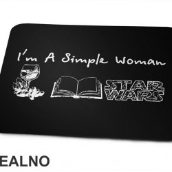 It's A Simple Woman - Wine, Books And Star Wars - Symbols - Geek - Podloga za miš