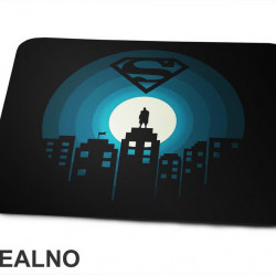 Silhouette Man In A Dark City At The Full Moon - Superman - Podloga za miš