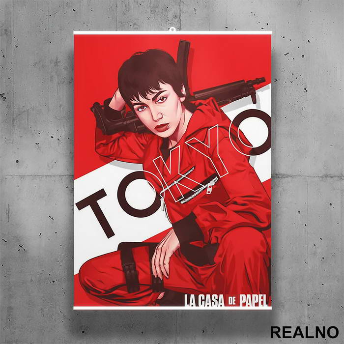 Tokyo - Tokio Red - La Casa de Papel - Money Heist - Poster sa nosačem
