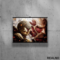 Armored Titan And Colossal Face - Attack On Titan - AOT - Poster sa nosačem Armored Titan And Colossal Face - Attack On Titan - AOT - Poster sa nosačem