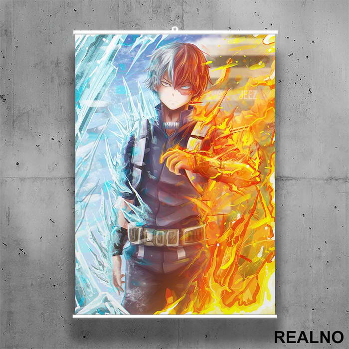 Shoto - Fire And Ice - My Hero Academia - Poster sa nosačem