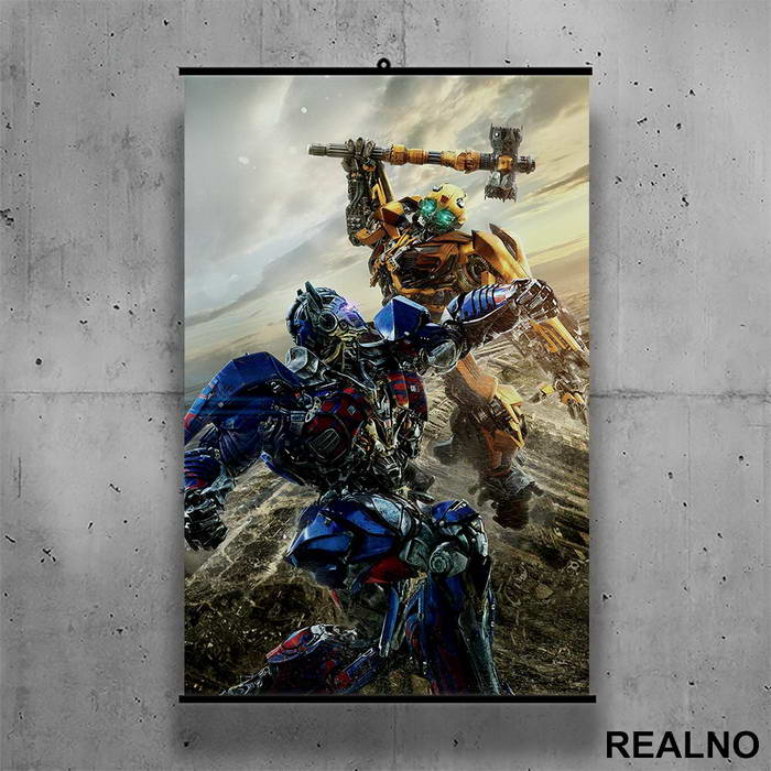 Optimus Prime And Bubmlebee Fighting - Transformers - Poster sa nosačem
