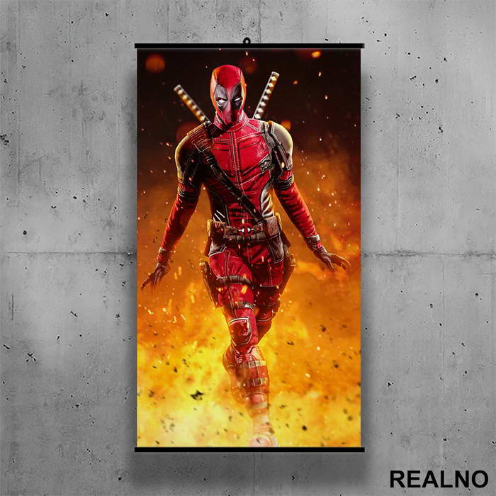 Fire - Deadpool - Poster sa nosačem
