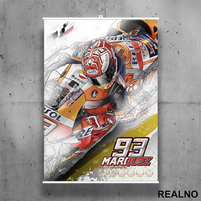 Marquez On A Bike - 93 - MotoGP - Sport - Poster sa nosačem