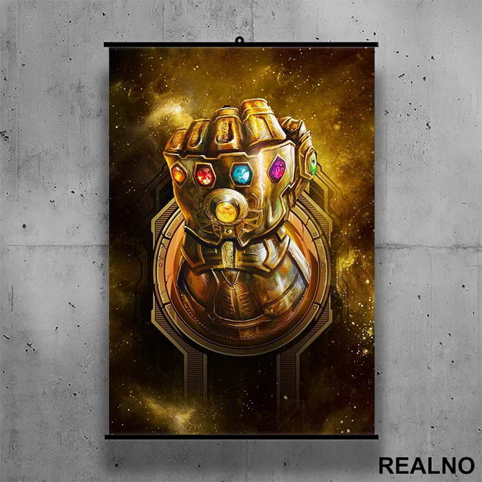 Golden - The Infinity Gauntlet - Thanos - Avengers - Poster sa nosačem