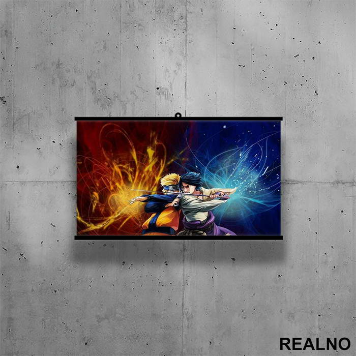 Fight With Sasuke - Naruto - Poster sa nosačem