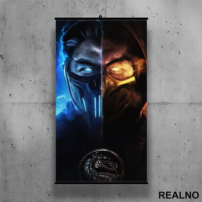 Split Faces - Scorpion And Subzero - Mortal Kombat - Poster sa nosačem