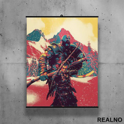 Kratos And Atreus - Color Splatter - God Of War - Poster sa nosačem Kratos And Atreus - Color Splatter - God Of War - Poster sa nosačem
