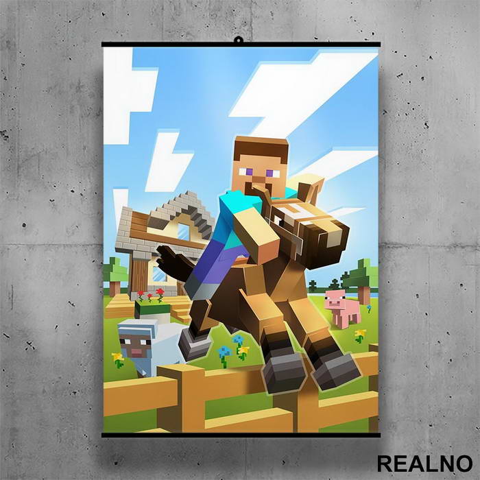 On The Horse - Minecraft - Poster sa nosačem