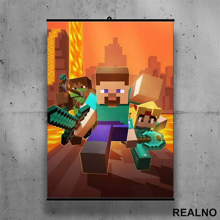 Running - Minecraft - Poster sa nosačem