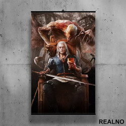 Geralt Sitting On A Throne With A Cup - The Witcher - Poster sa nosačem