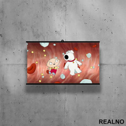 Reduced Brian And Stewie - In The Vacuum Cleaner- Family Guy - Poster sa nosačem