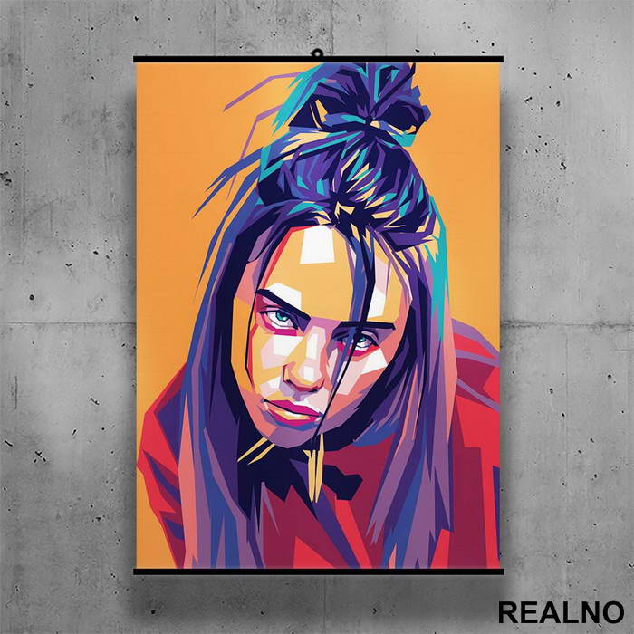 Face Polygonal Art - Billie Eilish - Muzika - Poster sa nosačem