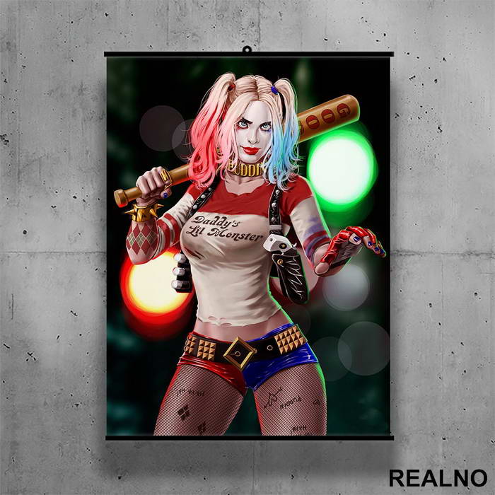 Drawing - Harley Quinn - Poster sa nosačem