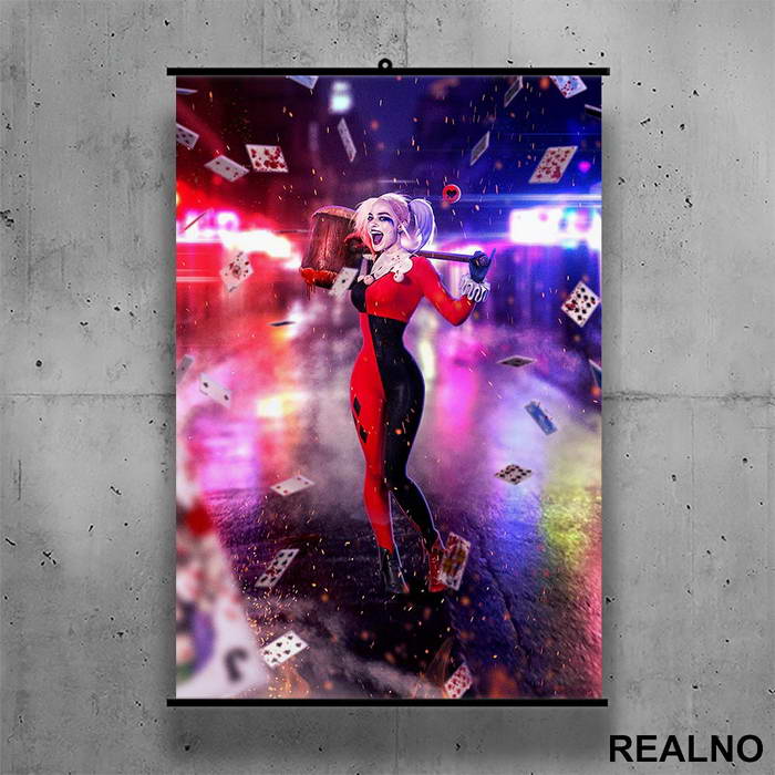 Flying Cards - Harley Quinn - Poster sa nosačem