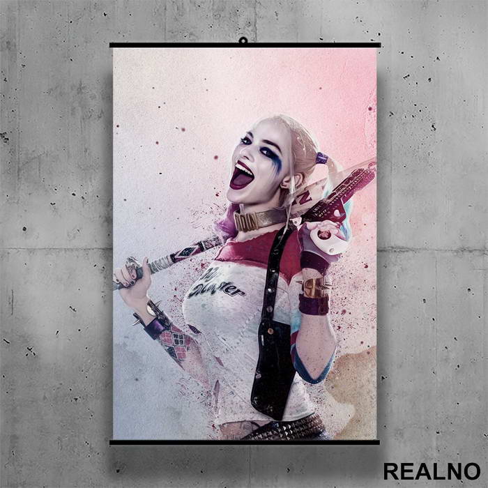 Portrait With A Bat - Harley Quinn - Poster sa nosačem