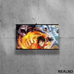 Luffy, Aokiji And Blackbeard - One Piece - Poster sa nosačem