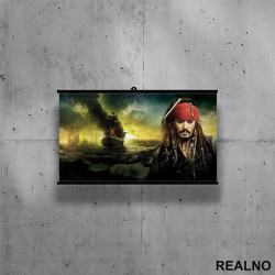 Burning Ships And Jack - Pirates of the Caribbean - Poster sa nosačem