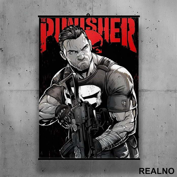 Red Logo And Portrait - Punisher - Poster sa nosačem