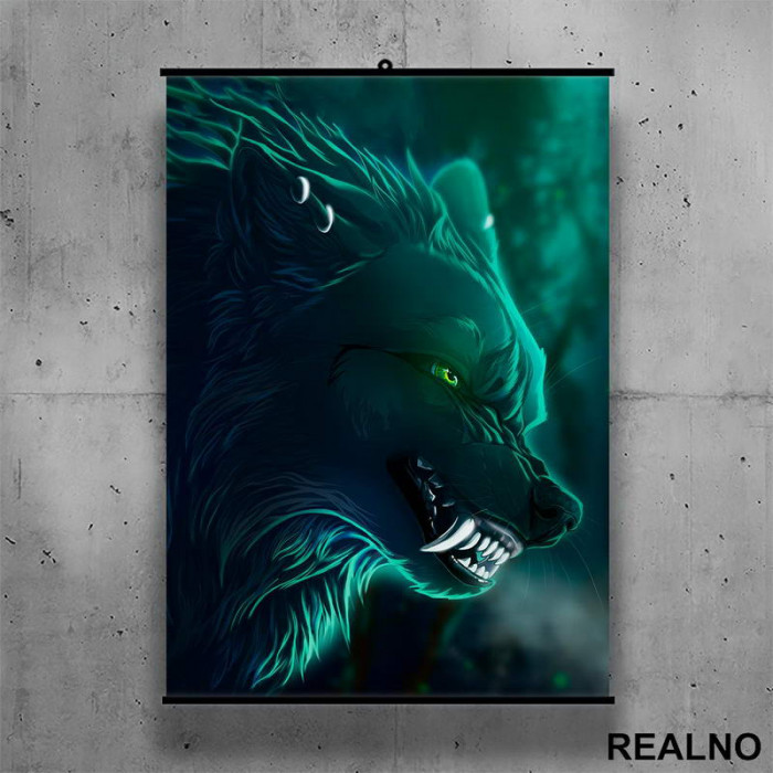 Wolf - Green - Vuk - Životinje - Poster sa nosačem