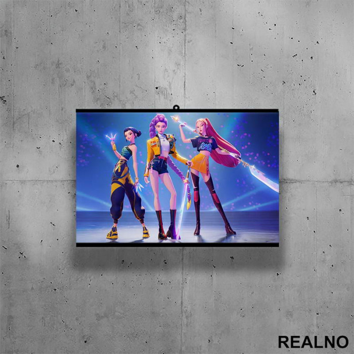 Rumi, Mira And Zoey - Weapons - Glow - Huntrix - Kpop Demon Hunters - Poster sa nosačem Rumi, Mira And Zoey - Weapons - Glow - Huntrix - Kpop Demon Hunters - Poster sa nosačem