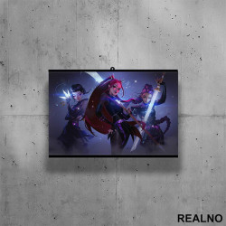 Rumi, Mira And Zoey - Dark - Huntrix - Kpop Demon Hunters - Poster sa nosačem