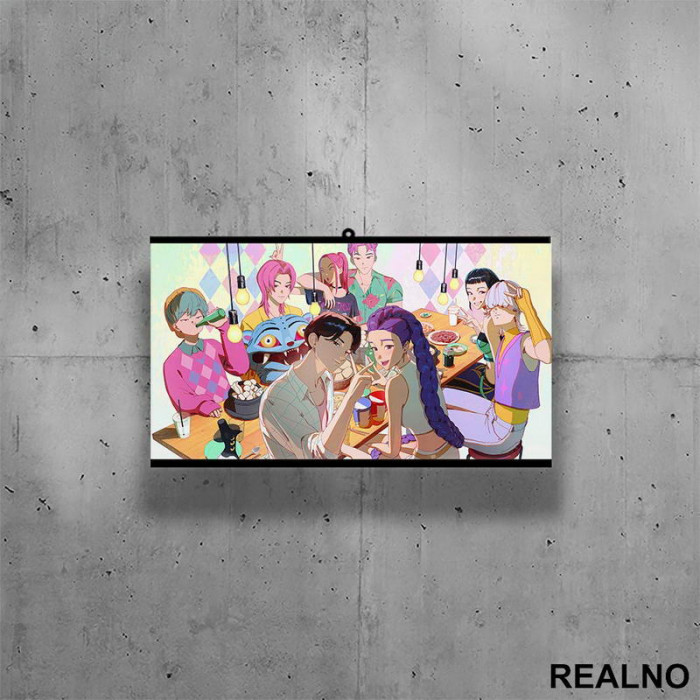 Dinner - Huntrix - Saja Boys - Kpop Demon Hunters - Poster sa nosačem Dinner - Huntrix - Saja Boys - Kpop Demon Hunters - Poster sa nosačem