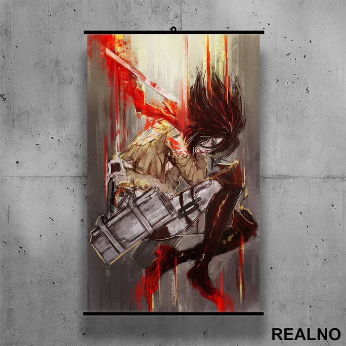 Mikasa - Red - Attack on Titan - AOT - Poster sa nosačem