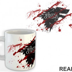 Winter Is Coming Black Dire Wolf Sigil With Blood Splatter House Stark - Game Of Thrones - GOT - Šolja