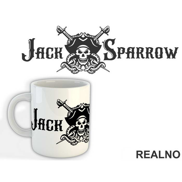 Jack Sparrow With Davy Jones Skull - Pirates of the Caribbean - Šolja