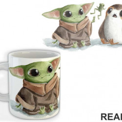 Baby Yoda And Porg Sitting - Yoda - Mandalorian - Star Wars - Šolja Baby Yoda And Porg Sitting - Yoda - Mandalorian - Star Wars - Šolja
