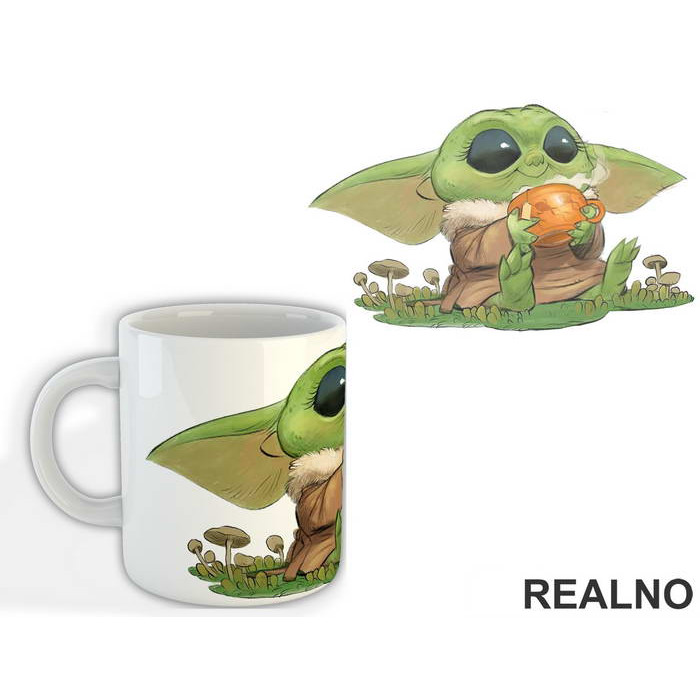 Baby Yoda Drinking Frog Tea - Yoda - Mandalorian - Star Wars - Šolja