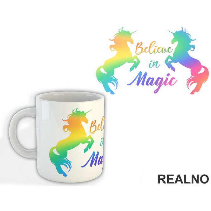 Believe In Magic Silhouettes - Unicorn - Jednorog - Šolja