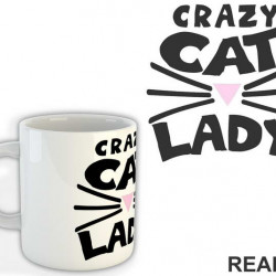 Crazy Cat Lady - Cat Whiskers And Pink Nose - Mačke - Cat - Šolja