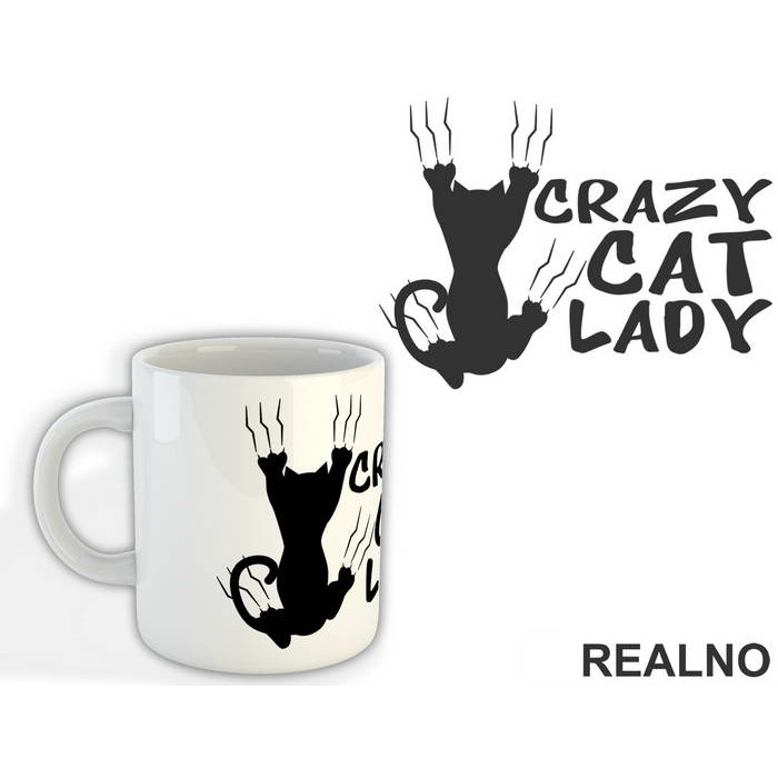 Crazy Cat Lady - Scratches - Mačke - Cat - Šolja