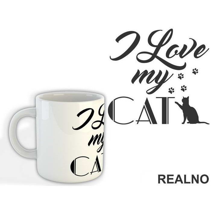 I Love My Cat - Paws Print - Mačke - Cat - Šolja