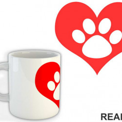 Red Heart And Paw - Pas - Dog - Šolja