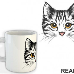 Face With Orange Eyes - Mačke - Cat- Šolja