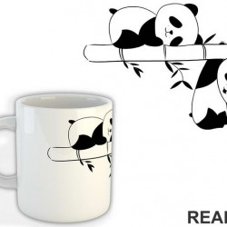 Two Pandas On A Bamboo Branch - Životinje - Šolja