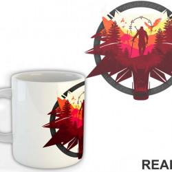 Red Wolf Head Double Exposure - The Witcher - Šolja