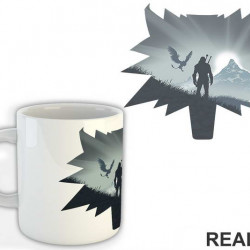 Wolf Head Silhouette Double Exposure - The Witcher - Šolja