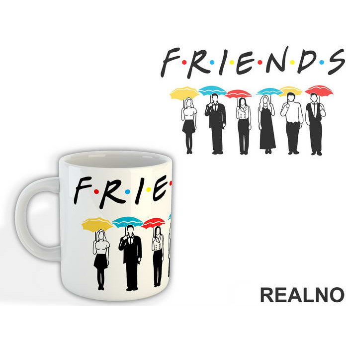 Group Holding Umbrellas - Friends - Prijatelji - Šolja