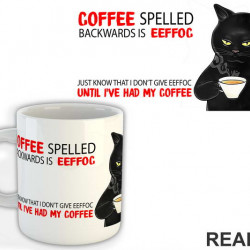 Coffee Spelled Backwards Is Eeffoc - Mačke - Cat - Šolja Coffee Spelled Backwards Is Eeffoc - Mačke - Cat - Šolja