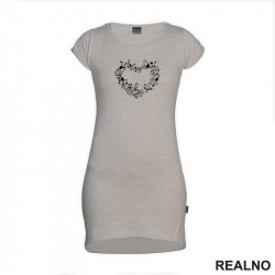 Music Notes In Shape Of A Heart - Muzika - Kratka Haljina - Tunika