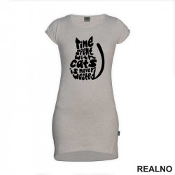 Time Spent With Cats Is Never Wasted - Mačke - Cat - Kratka Haljina - Tunika