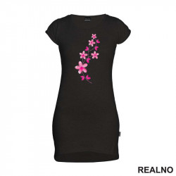 Pink Flowers - Art - Kratka Haljina - Tunika