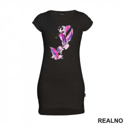 Purple Feathers - Art - Kratka Haljina - Tunika