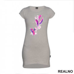 Purple Feathers - Art - Kratka Haljina - Tunika