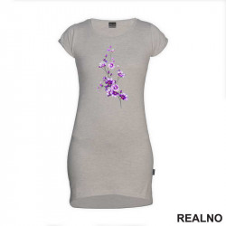 Purple Flowers - Art - Kratka Haljina - Tunika